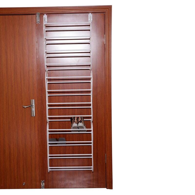 Wall-mounted White 12-Layer Shoe Rack - White
