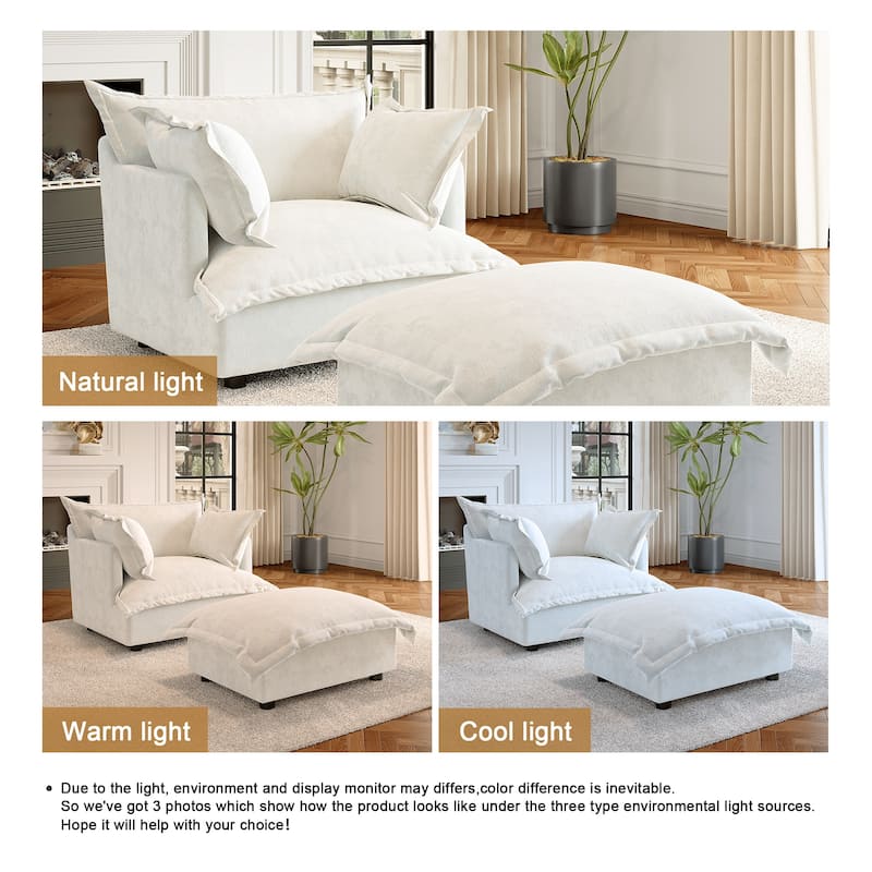 Modern Cloud Chaise Longue Accent Chair with Ottoman set