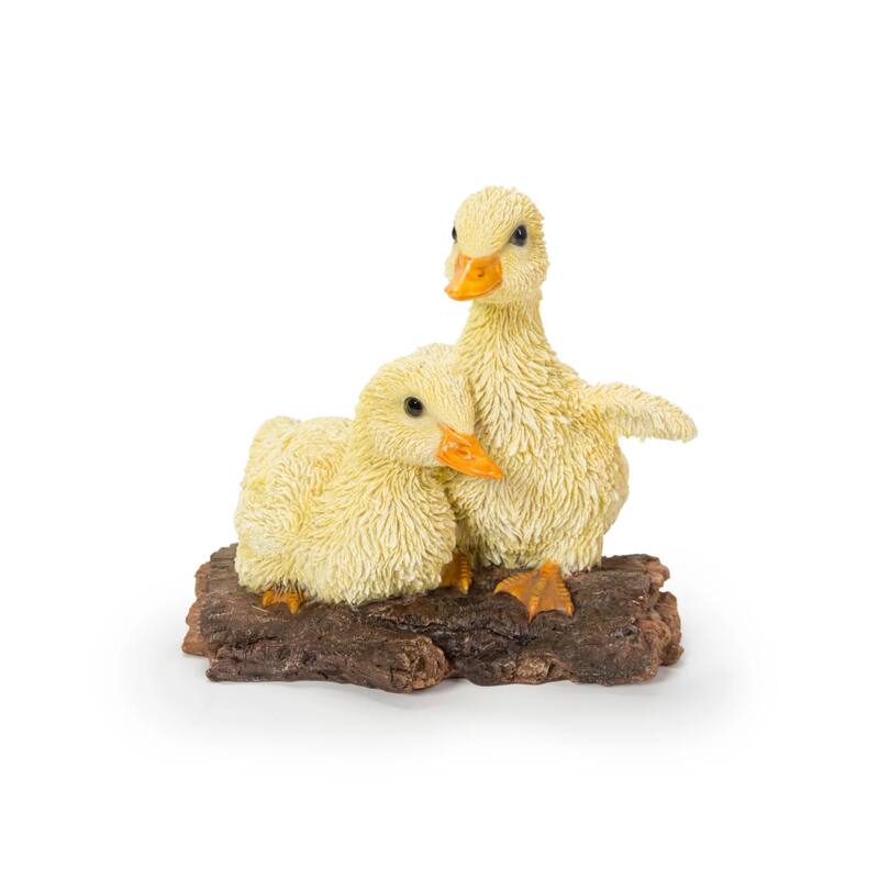 Playful Ducklings Outdoor Garden Statue - 5.25" - Yellow