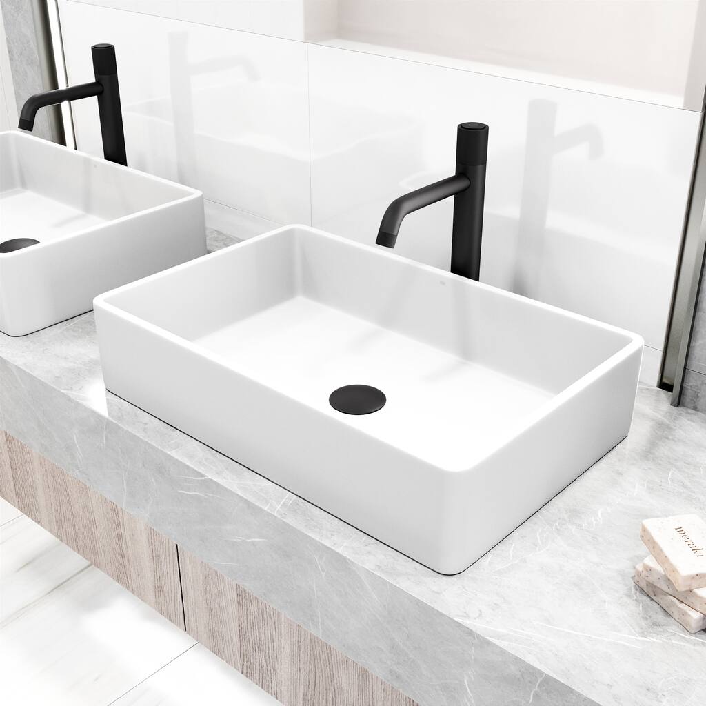 Vigo VGT2049 Magnolia 21" Rectangular Stone Composite Vessel Bathroom