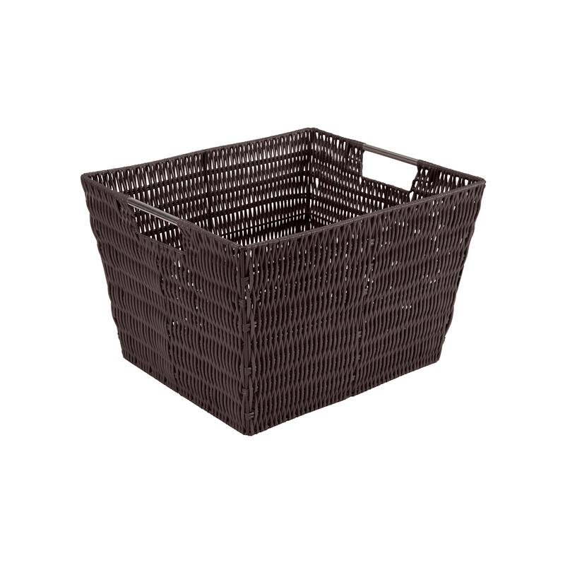 Simplify Large Rattan Storage Tote Basket in Charcoal - 13"x 15"x 10" - Brown