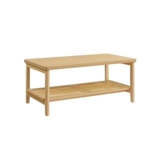 2-Tier Coffee Table with PVC Rattan Storage Shelf - Bed Bath & Beyond ...