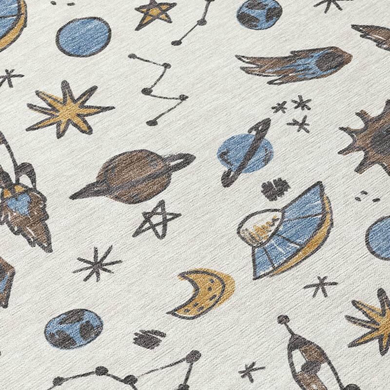 Machine Washable Indoor/ Outdoor Spaceship Chantille Rug