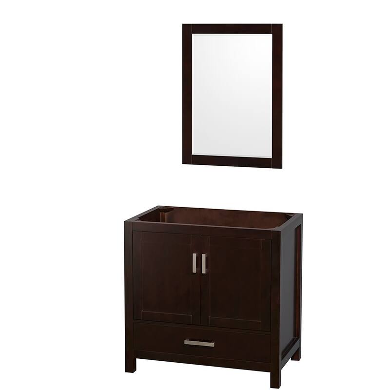 Wyndham Collection Sheffield 36" Hardwood Vanity Cabinet and Mirror - - Espresso - Espresso Finish