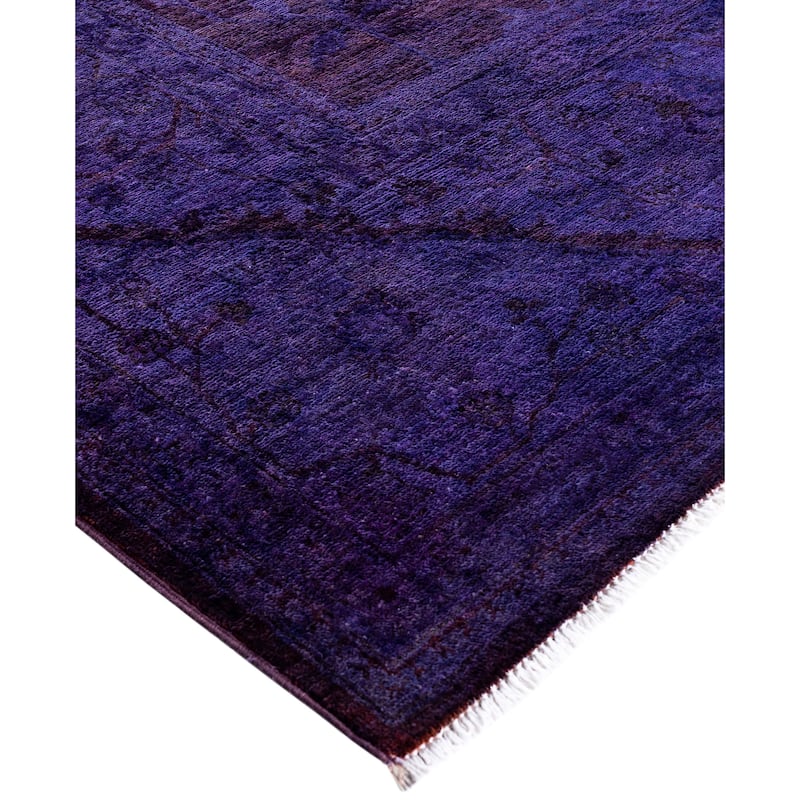 Overdyed One-of-a-Kind Hand-Knotted Area Rug - Purple - 12' 0" x 17' 9"