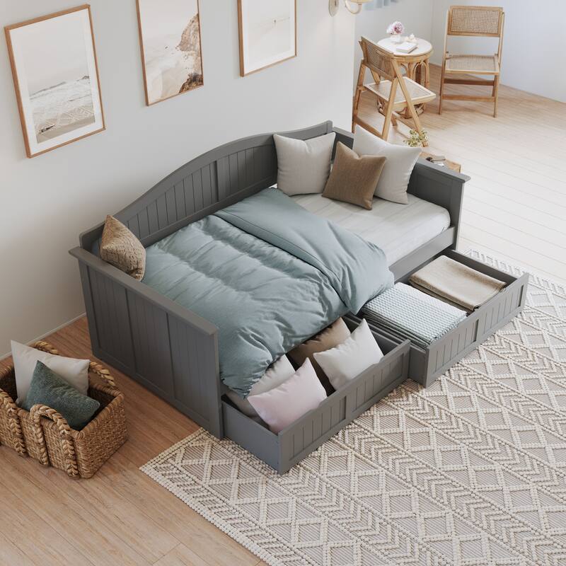 Nantucket Twin Wood Daybed with Set of 2 Drawers