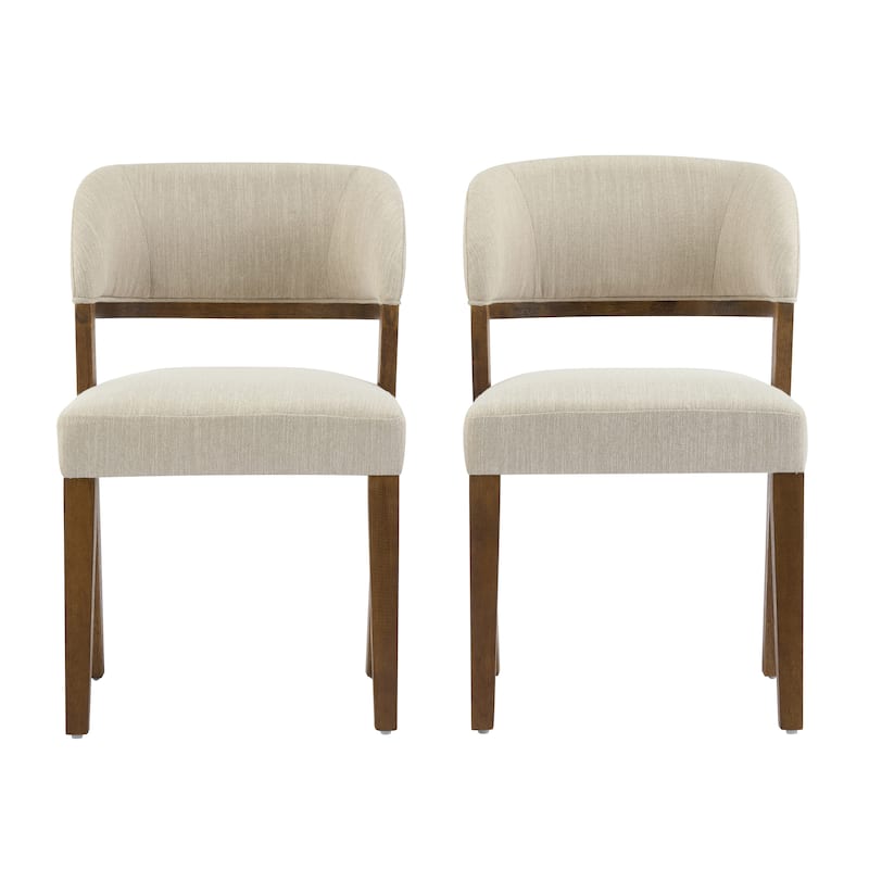 Christopher Knight Home - Caelum Rubberwood Upholstered Dining Chair with Cushioned Seat - 4 Piece - Walnut