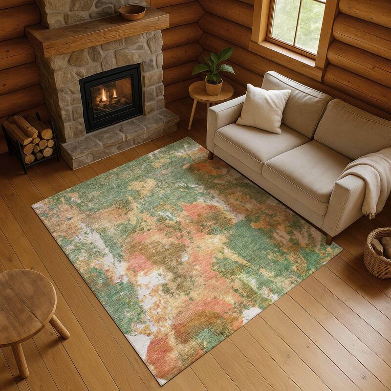 Premium Washable Super Soft Abstract Mayfield Rug - Fern - 10' x 14'