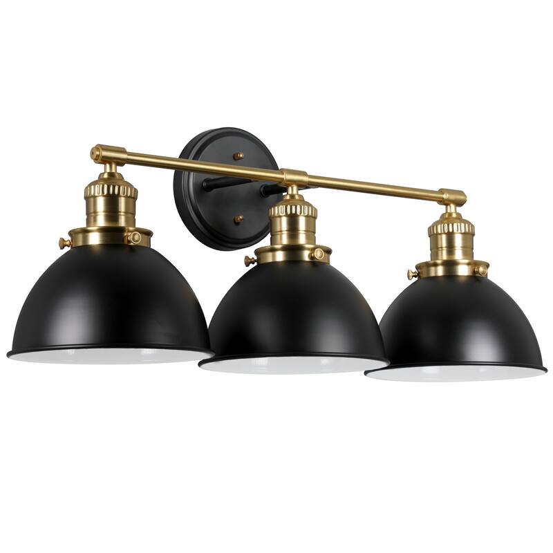 Savannah Farmhouse 3-Light Indoor Bathroom Vanity Light - Matte Black/Gold