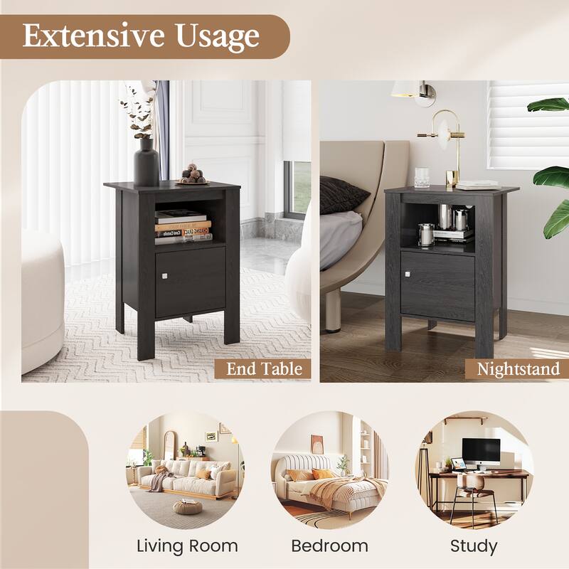 Costway Nightstand Compact Side End Sofa Table with Open Shelf & - See Details