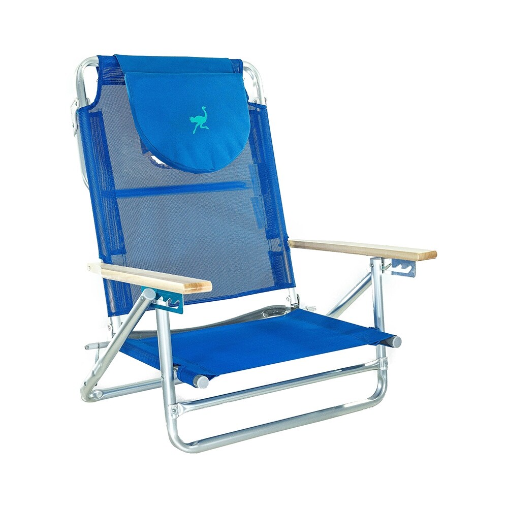 Ostrich chaise lounge folding portable online sunbathing beach chair navy stripes