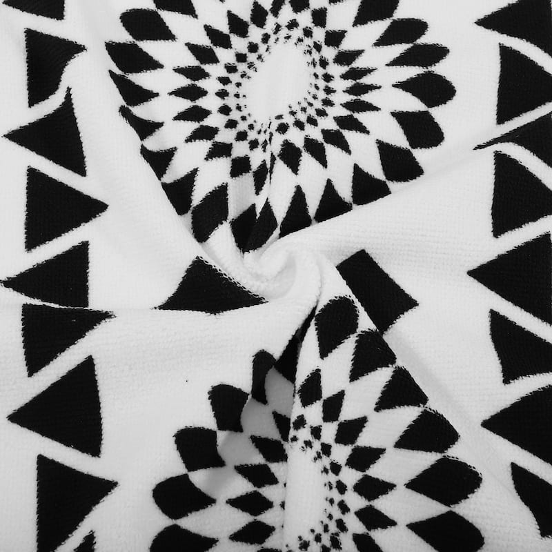 Beach Towel Geometry Pattern Classic Design for Beach Black White 59"x30"