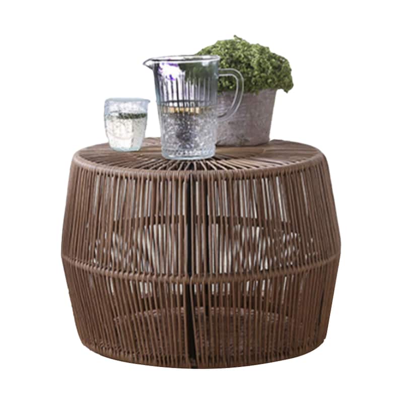 Zyan 3pc Outdoor Set, 2 Accent Chairs with Table, Black Steel, Gray, Rattan