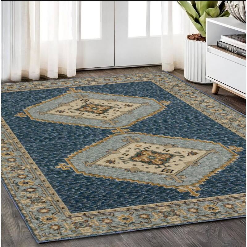 HomeRootsMedallion Bohemian Rectangle Area Rug - 90.55' X '62.99' X '0.55