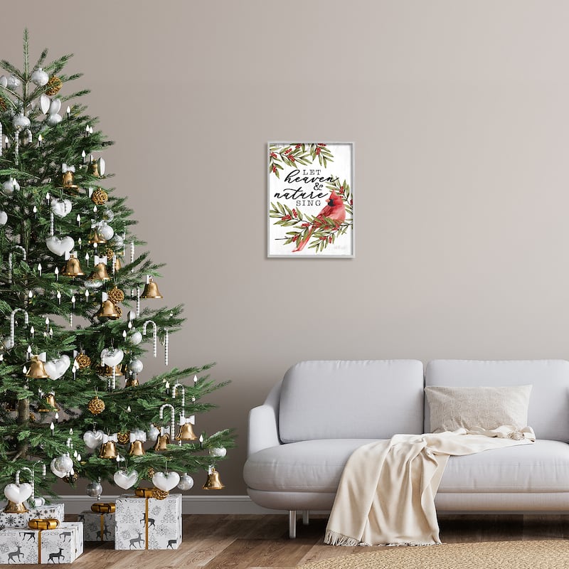 Stupell Festive Phrase Cardinal Framed Giclee Art Design by Dogwood Portfolio
