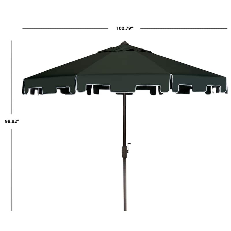 SAFAVIEH Sinica Aluminum Tilt And Crank 9-Foot Crank Market Patio Umbrella with Flap