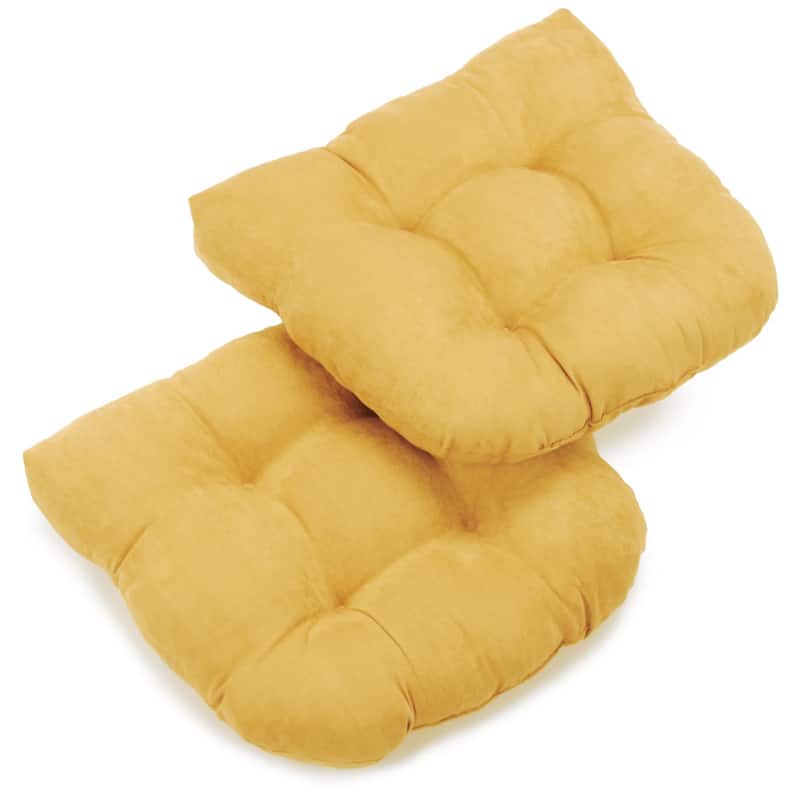 19-inch U-Shaped Microsuede Chair Cushion (Set of 1, 2, or 4) - Set of 2 - Lemon