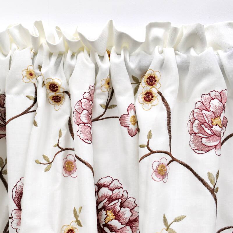 Serenta Embroidery Red/Gold Spring Flower Valance