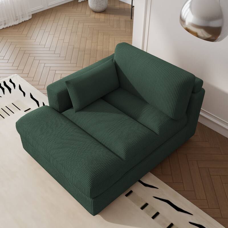 Left and Right Sectional Sofa Set Chaise Lounge Sofa Chair - Hunter Green Left - Left Facing