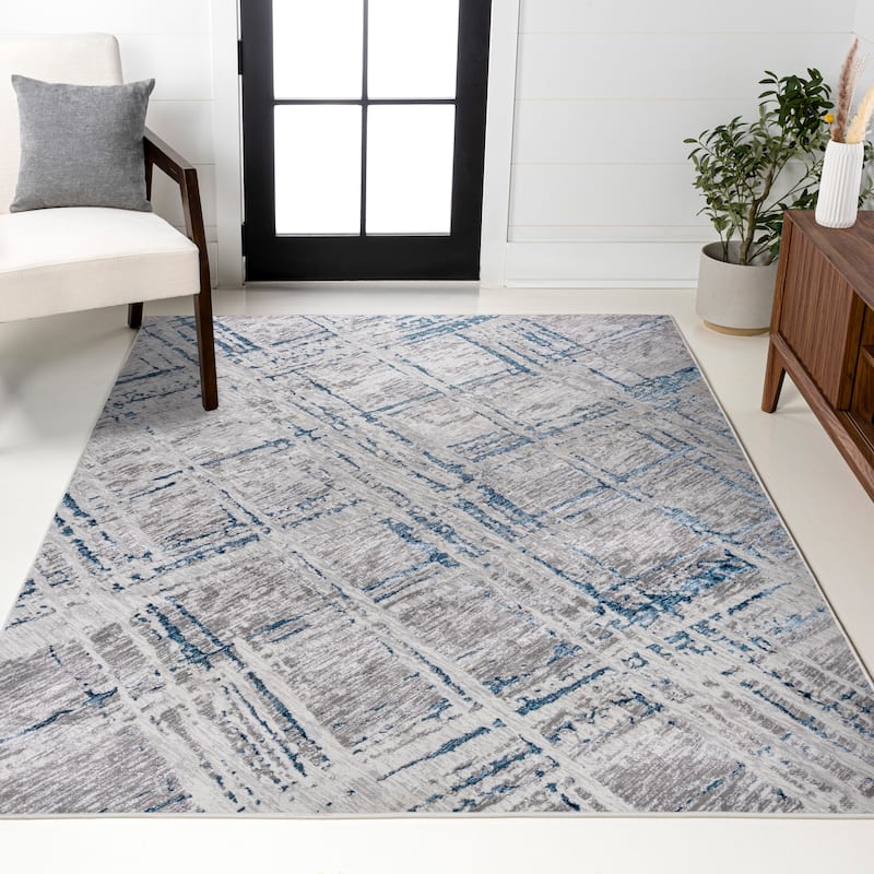 JONATHAN Y Tidal Modern Abstract Area Rug - 5 X 8 - Gray/Blue