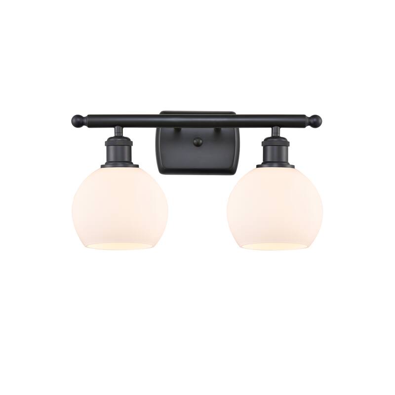 Innovations Lighting Athens 2 Light 16" Bath Vanity Light - Matte White/Matte Black