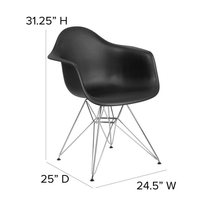 Plastic Chair with Arms and Chrome Base