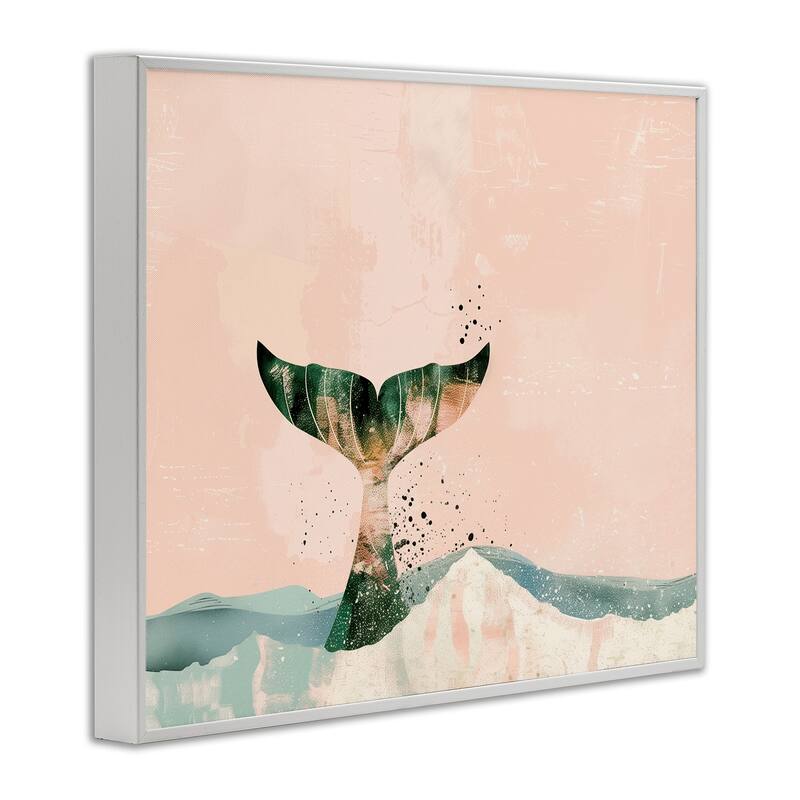 Stupell Pink Abstract Whale Tail Framed Giclee Art Design By Arlington Prints
