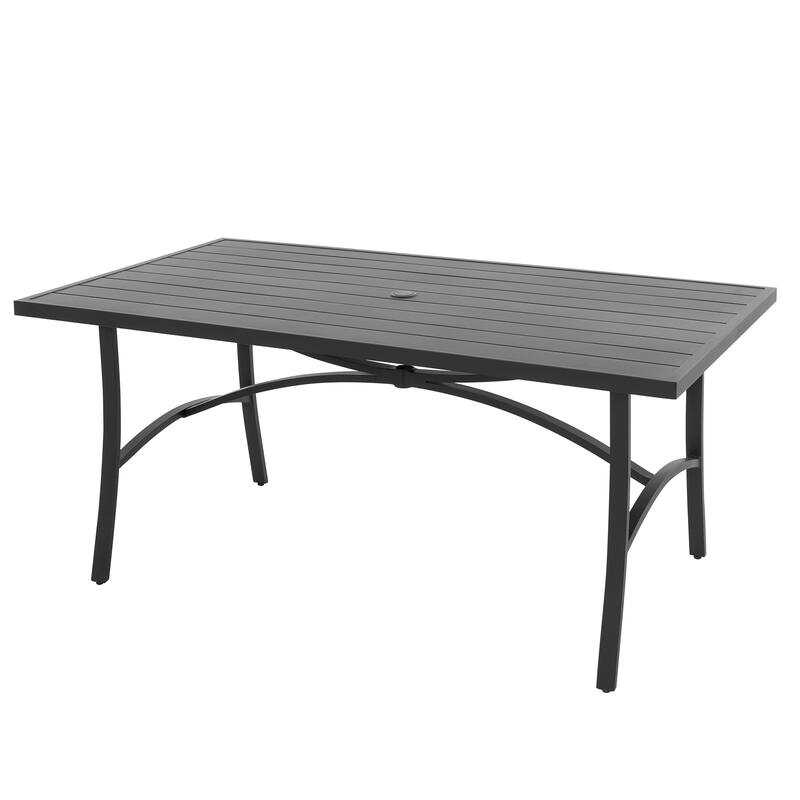 7-Piece Aluminum and Textilene Rope Patio Dining Set with Umbrella Hole