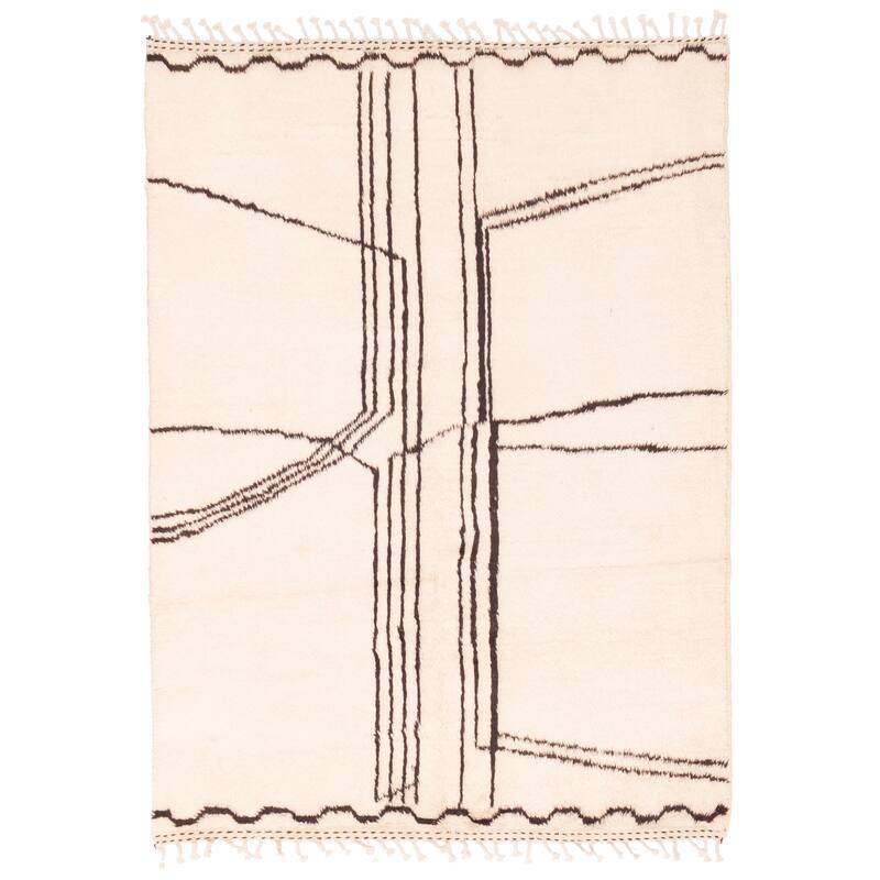 ECARPETGALLERY Hand-knotted Pak Finest Marrakesh Cream Wool Rug - 4'5 x 5'11