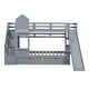 preview thumbnail 51 of 64, Elegant Twin over Twin Bunk Bed With 2 Drawers,3 Shelves and Slide,Sturdy Frame,s