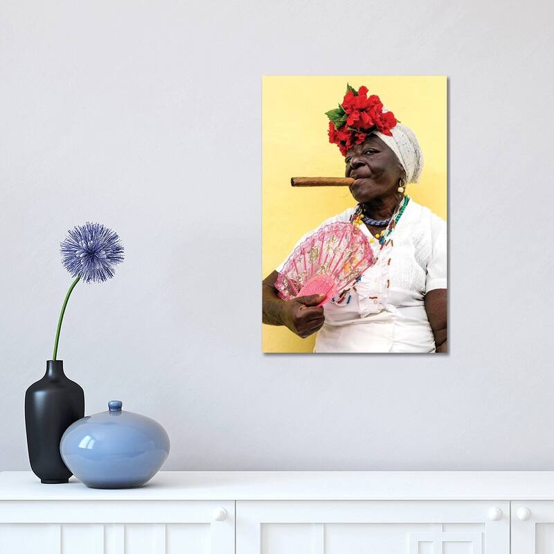 iCanvas "Woman Smoking Cigar In Havana Cuba" by Susanne Kremer Canvas Print - 18x12x1.5