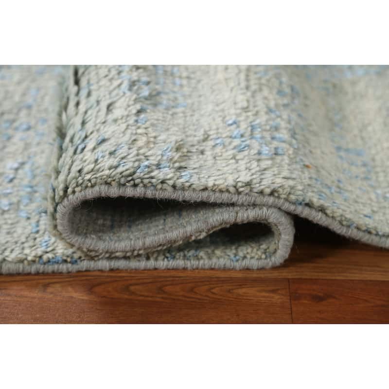 Gray/ Blue Moroccan Area Rug Hand-knotted Wool Carpet - 5'4" x 7'11"