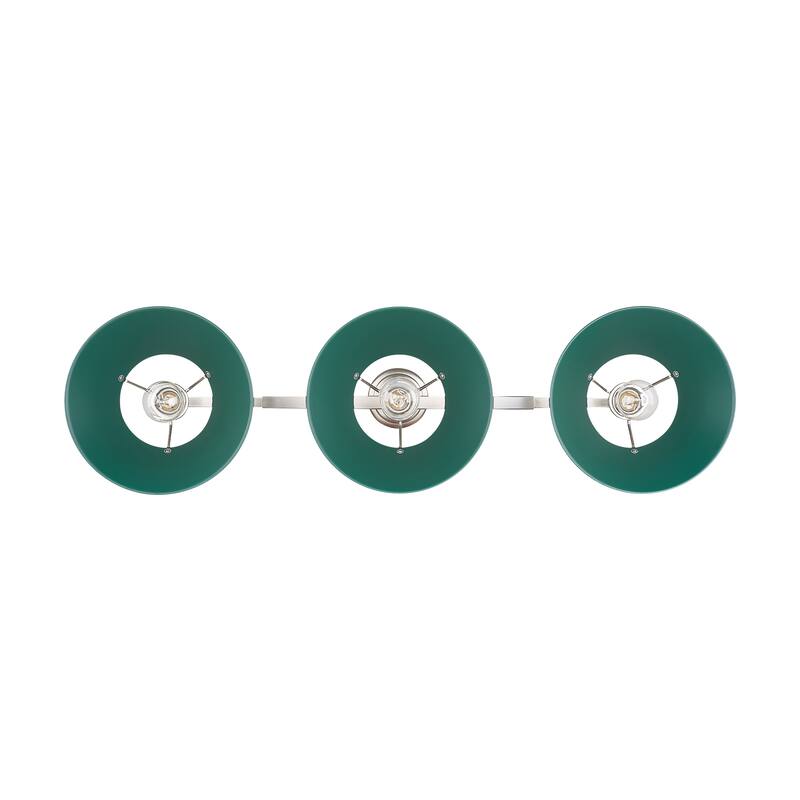 Yep by Golden Lighting Orwell 3-light Island Light in Pewter and Pine Green shade - 3 Light Linear Pendant