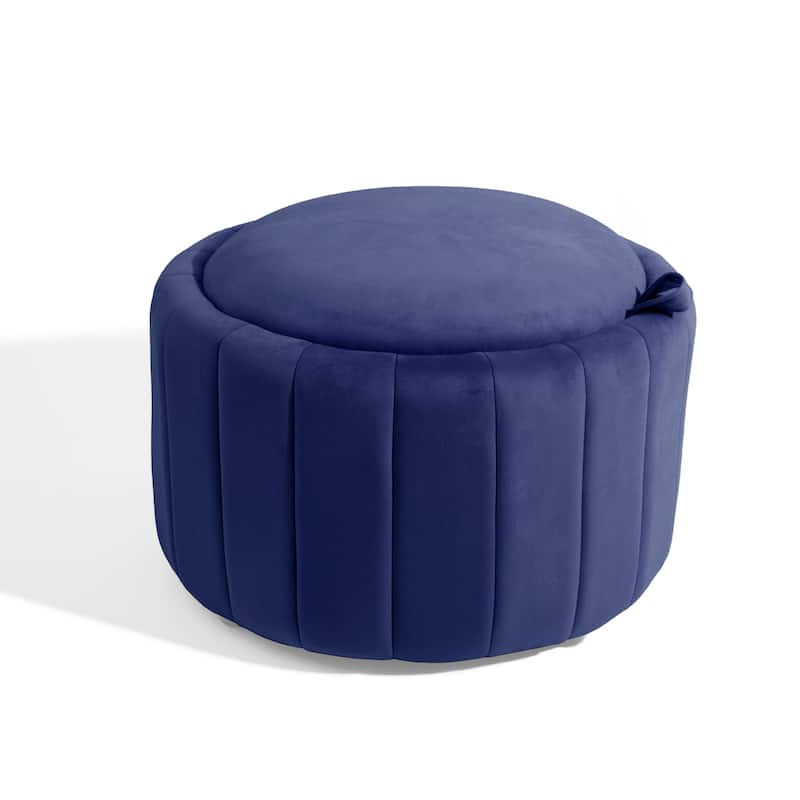 29" Modern Velvet Round Storage Ottoman