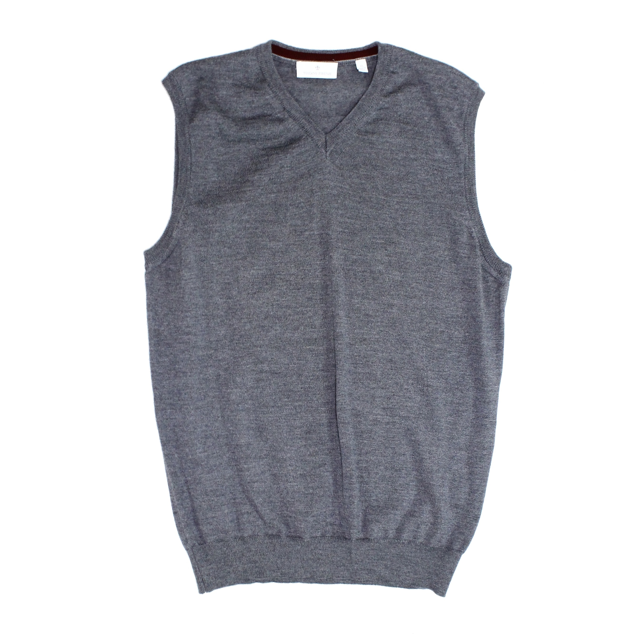 Toscano Firenze Mens Sweater Heather Gray Size XL Rib Knit Vest Wool Toscano Firenze Mens Sweater Heather Gray Size XL Rib Knit Vest Wool