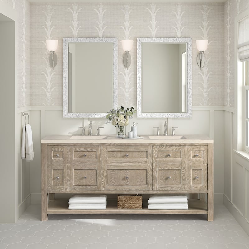 James Martin Vanities Breckenridge 72" Double Vanity, Whitewashed Oak