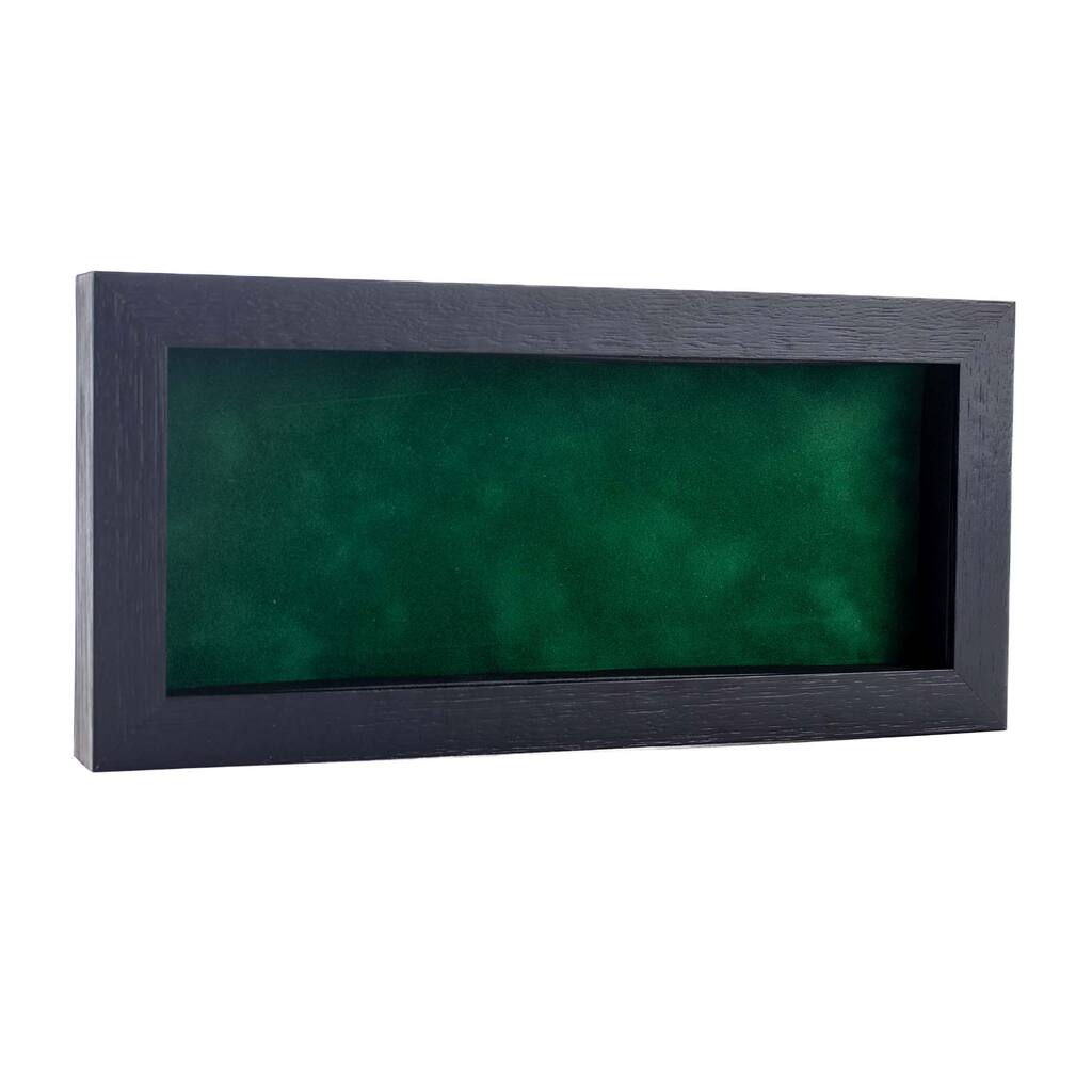 10x20 Shadow Box Frame Textured Black Wood Includes a Forest Green Real Suede Texture Acid-Free Backing Board
