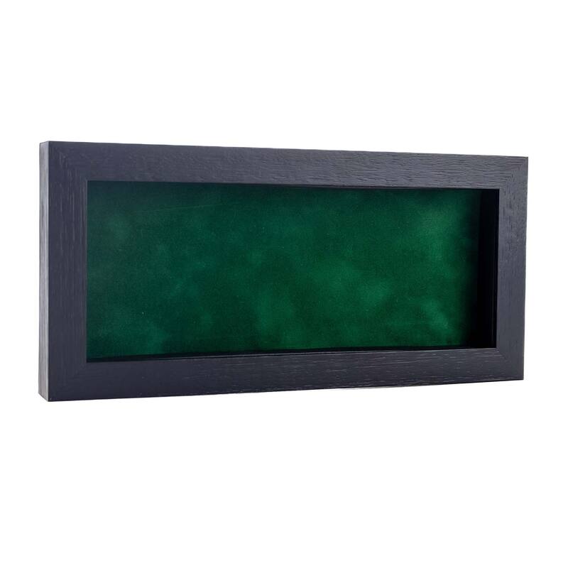 14x22 Shadow Box Frame Textured Black Wood Includes a Forest Green Real Suede Texture Acid-Free Backing Board - Holds 14x22 Photo