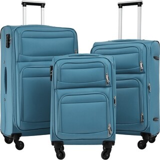 Softside Luggage Upright Spinner Lightweight Travel Set, 3 Piece Set ...
