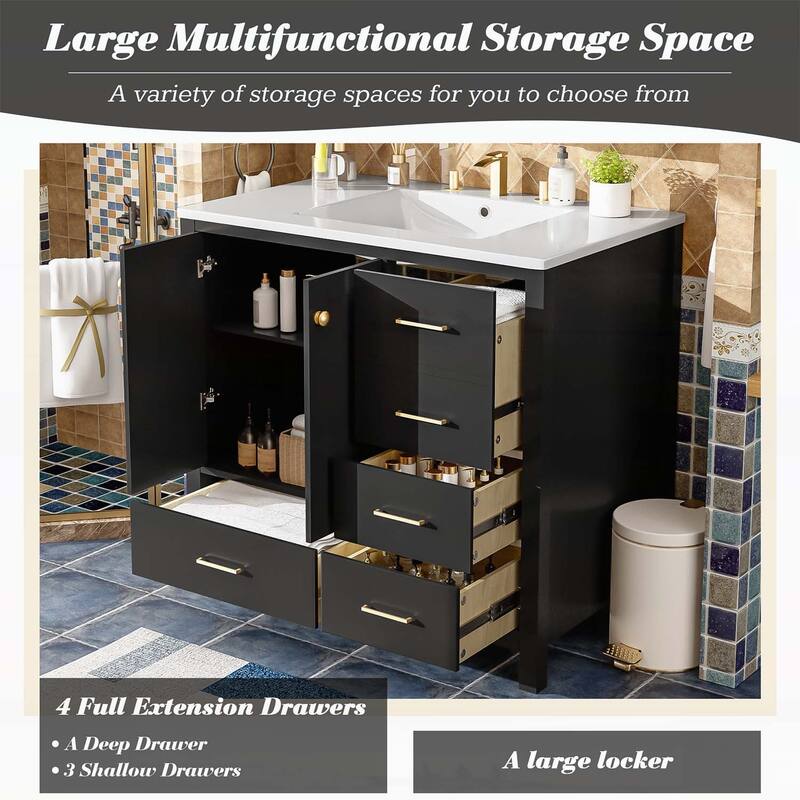 36'' Bathroom Vanity with Ceramic Sink Combo