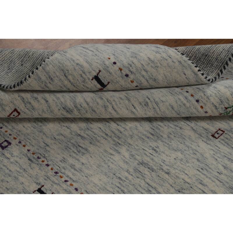 Hand Knotted Oriental 100% Wool Carpet Tribal Animal Pictorial Beige & Ivories Gabbeh Area Rug - 7' 11'' X 5' 2''