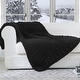 preview thumbnail 1 of 48, Cheer Collection Ultra Plush Chunky Cable Knit Throw Blanket Black