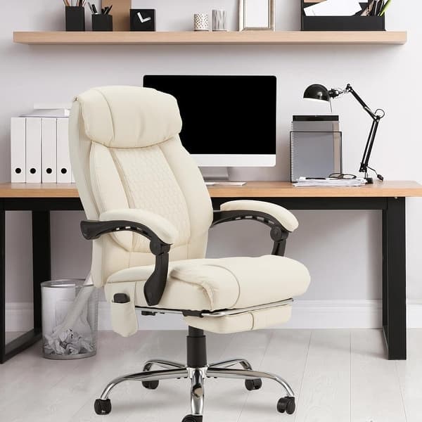 slide 2 of 24, Executive Reclining Office Chair with Heated Massage and Footrest, Ergonomic Design for Home Office