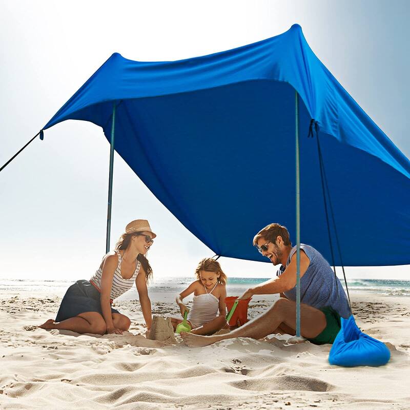 ALPHA CAMP Beach Sunshade 7.6 x 7.2 FT Portable Canopy Tent Sun Shelter Shade with Sandbag Anchors