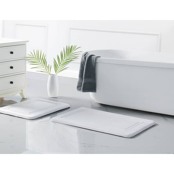 White Pearl Plush Memory Foam Bath Mat, 21x34, Sold by at Home