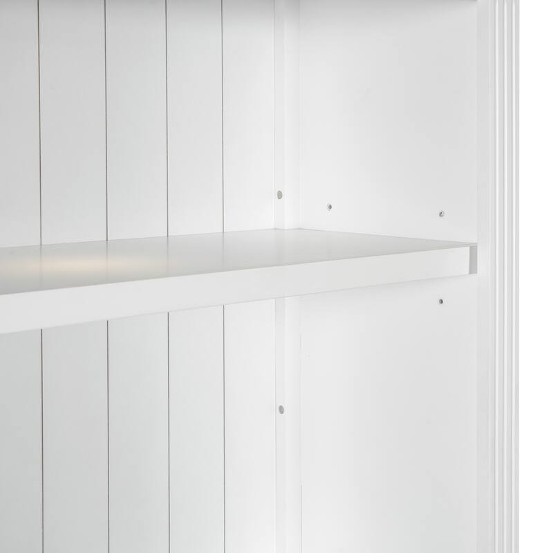 Bookshelf with Writing Desk, Study Desk Workstation with LED Lighting