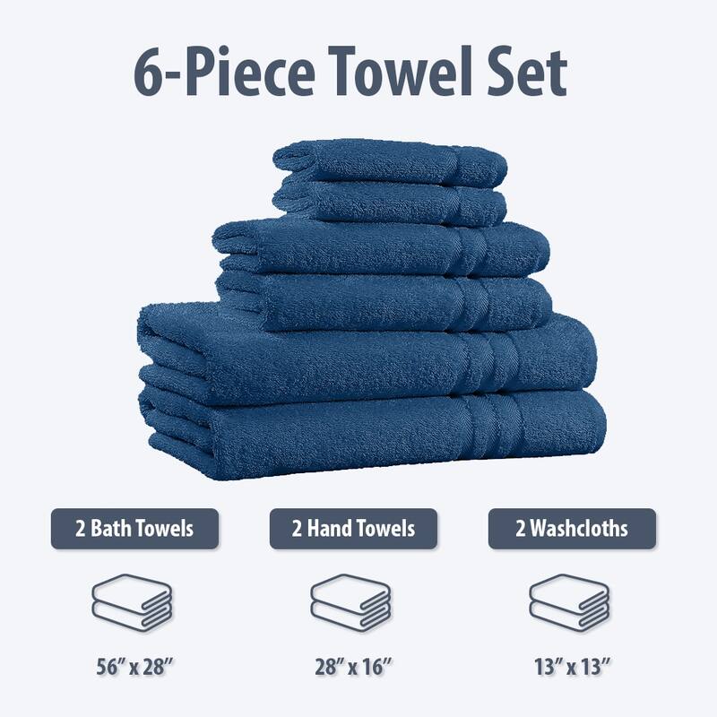 Home Sweet Home 6-Piece 650 GSM Cotton Bath Towel Set