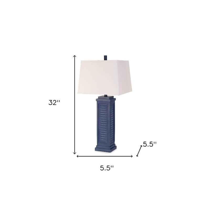 HomeRoots Set of Two 32" Blue Table Lamp With White Shade - 5.5' X '32' X '5.5
