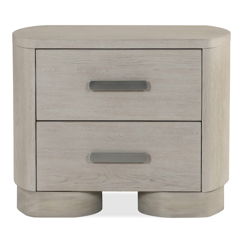 Furniture of America Weegin Modern 3-Piece White Oak Wood Panel Bed and 2-Nightstand Bedroom Set