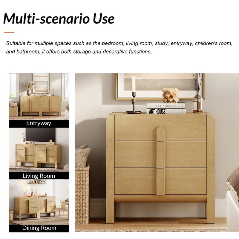 WAMPAT Modern Dresser TV Stand For Tvs Up To 75 Inch, Cruved Entertainment Center, Wood TV Console With Storage For Living Room